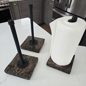Rustic Paper Towel Holder with Wooden Base